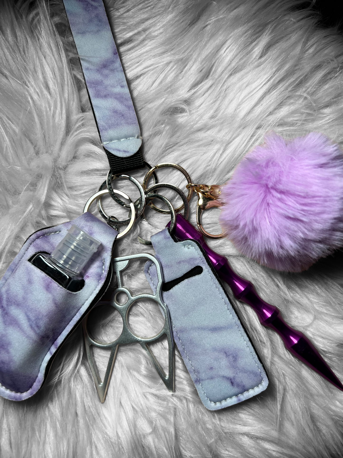 Sweet purple marble self defense keychain
