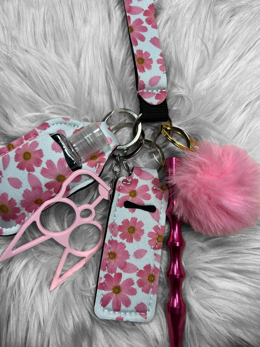 Pink Daisy self defense keychain