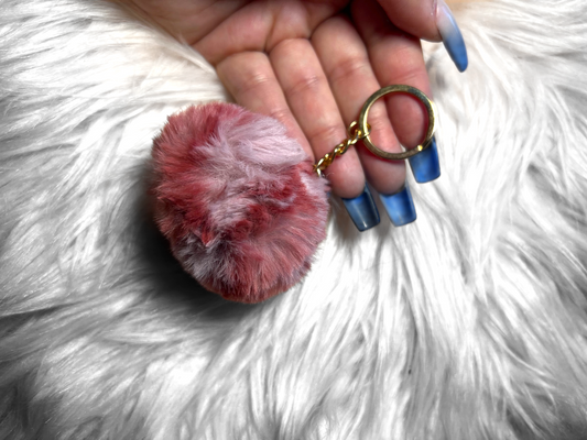 Velvet pink cheetah pom pom