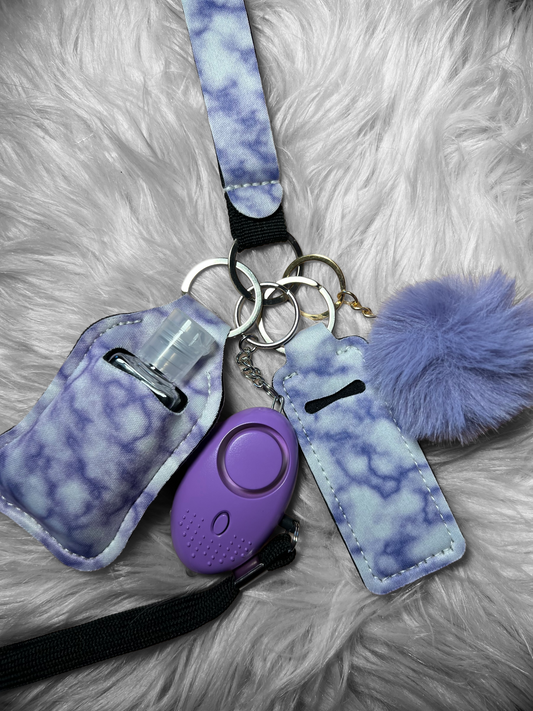 Purple marble safety alarm keychain